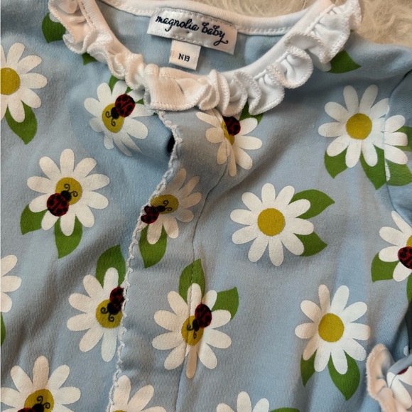 Bright and Sweet Ruffly Floral Magnolia Baby Romper - Picture 3 of 3